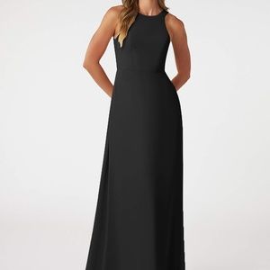 A6 Un-Altered Azazie Aubree Floor Length Bridesmaid Dress Black